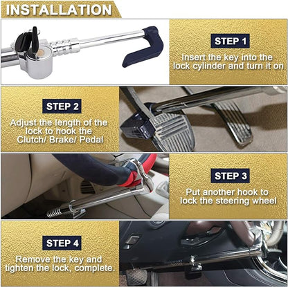 Tevlaphee Universal Steering Wheel Brake Lock Anti-Theft Retractable Double - Image 7