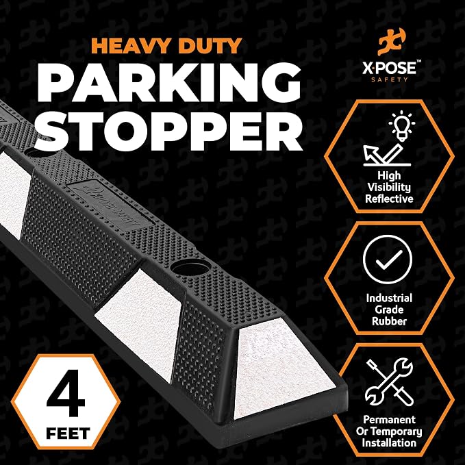 Xpose Safety 72" Heavy Duty Rubber Parking Stopper – Bulk 2 Full Pallets 100 - Image 2