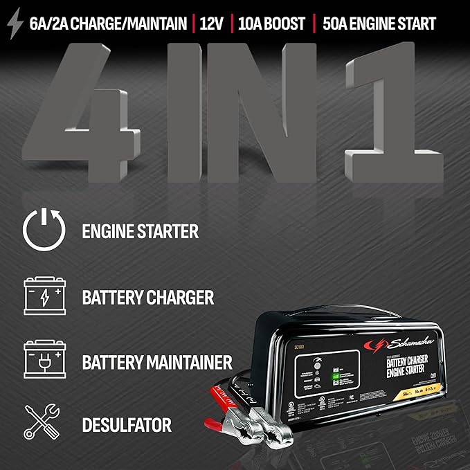 Schumacher Electric 50A 12V Car Battery Charger, Engine Starter & Maintainer - Image 2