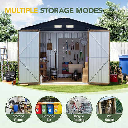 Breezz Outdoor Storage Shed 10 x 10ft. Utility Tool Shed Metal Storage Garden - Image 6