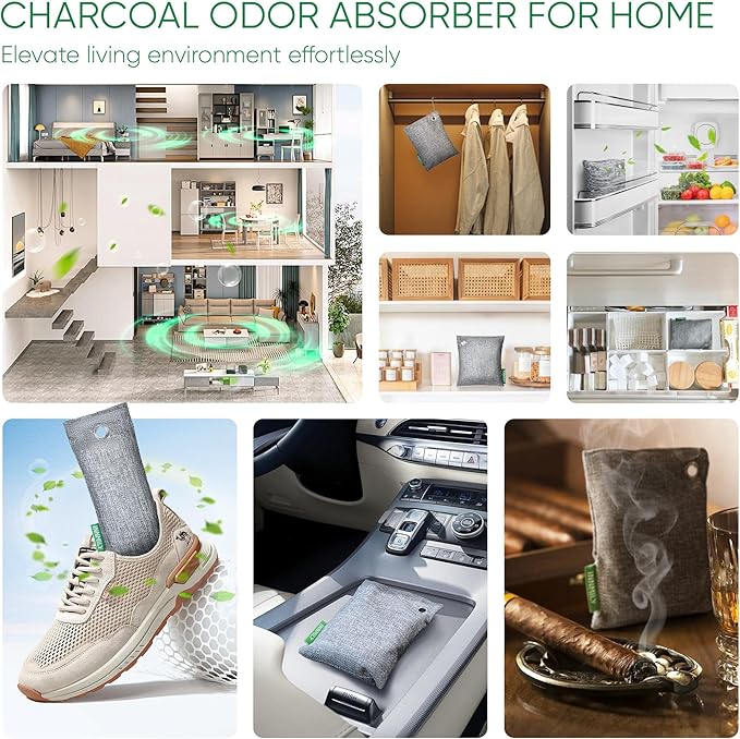 Activated Charcoal Odor Absorber, Large 500g w Hooks Nature Odor Remover - Image 6