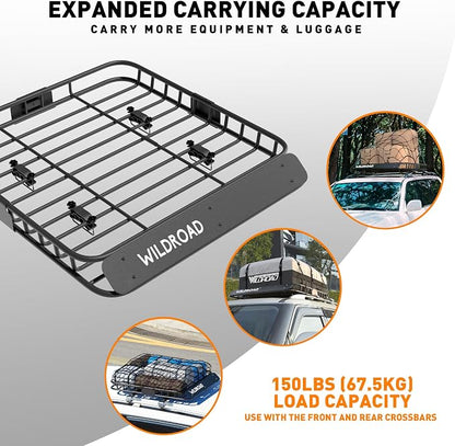 WILDROAD Roof Rack Cargo Basket, Upgraded 4” Fence Car Roof Basket - Image 7