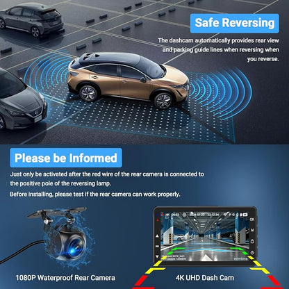 Dash Cam Front and Rear, Dash Cam 4K WiFi/APP Control Dashcam W/ 64GB Card Dash - Image 3