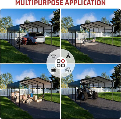 Metal Carport 10 x 15 FT with Heavy Duty Frame & Galvanized Steel Roof - Image 4