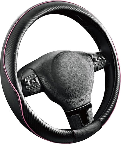 PIC AUTO Steering Wheel Cover, Sports Carbon Fiber and Super Breathable Leather - Image 2