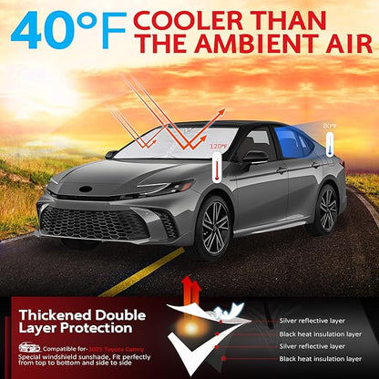 KAYZT Windshield Sun Shade for 2025 2026 Toyota Camry LE XLE Hybrid SE XSE - Image 2
