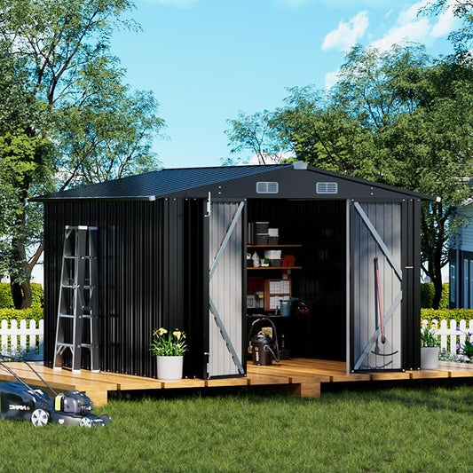 COMHOMA Shed Outdoor Storage Shed Metal, Lockable Doors Tool Sheds by ComHoma