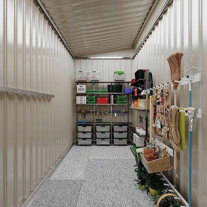 4x8 FT Metal Outdoor Lean to Storage Shed, Lean to Garden Shed Utility Tool Shed - Image 6
