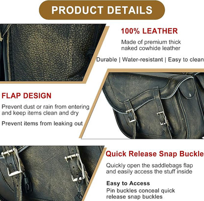 Dream Apparel Naked Cowhide Leather Motorcycle Saddle Bags Throw Over Saddlebags - Image 2