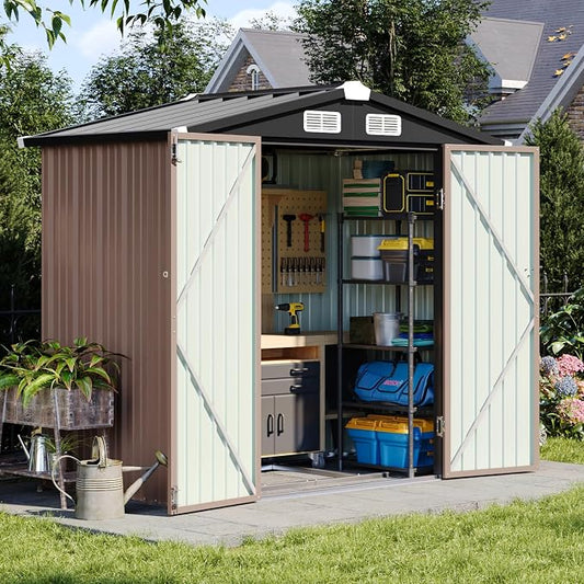 Aoxun 6x3.9 FT Shed with Base Metal Outdoor Storage Shed Garden Shed with by Aoxun
