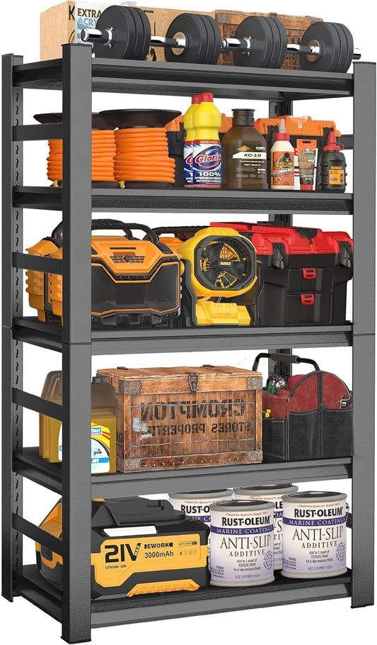 63" Heavy Duty Garage Shelving, 5-Tier Adjustable Storage Shelf, 2000lbs by HYMNXEMO