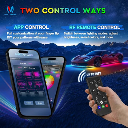 MICTUNING 8Pcs N8+ Chasing Color RGB+IC Underglow Neon Accent Strip Lights - Image 6