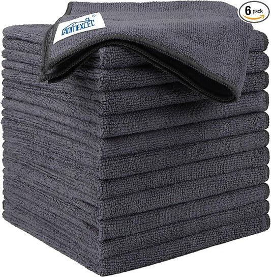 HOMEXCEL Grey Microfiber Cleaning Cloth 6 Pack, 12.5 x 12.5 inch Microfiber by HOMEXCEL