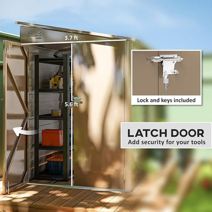 Outsunny 4.6' x 9' Steel Outdoor Storage Shed, Lean to Shed, Metal Tool House - Image 4