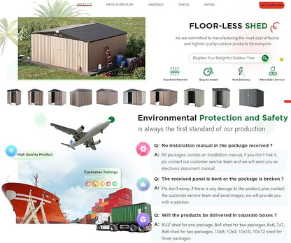 AECOJOY 14' x 12' Shed Outdoor Metal Storage, Large Storage Sheds & Outdoor - Image 7