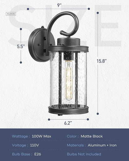 kudos Dusk to Dawn Outdoor Lighting, 15.8 inch Large Cylinder Porch Lights - Image 3