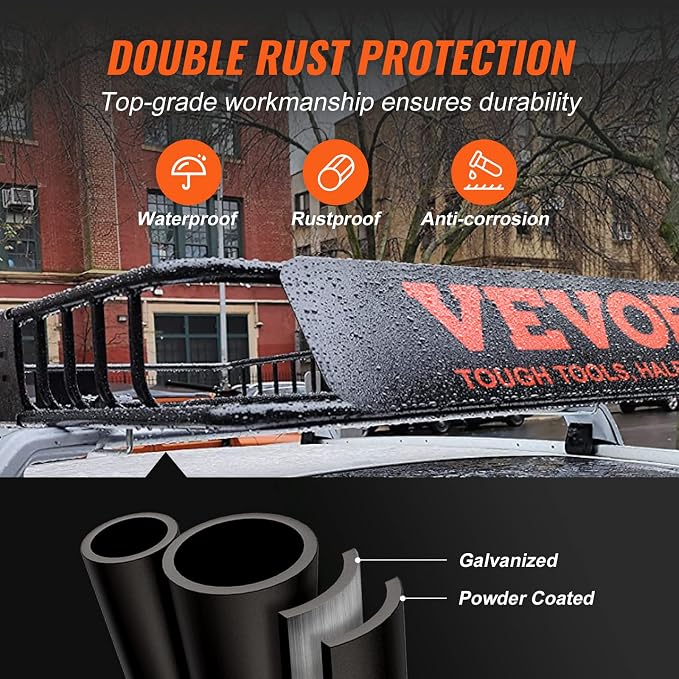 VEVOR Roof Rack Cargo Basket, Heavy-Duty Steel 200 LBS Capacity Universal Roof - Image 3
