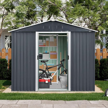 4x8 FT Outdoor Storage Shed, Metal Garden Shed - Image 2
