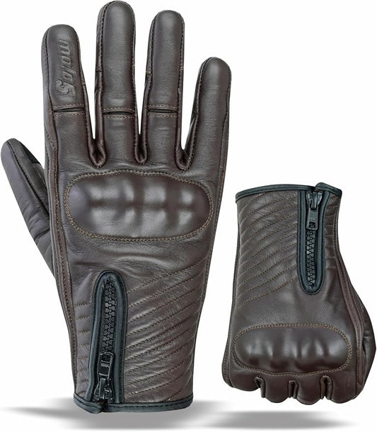 Full Finger Leather Motorcycle Gloves by MOTO5