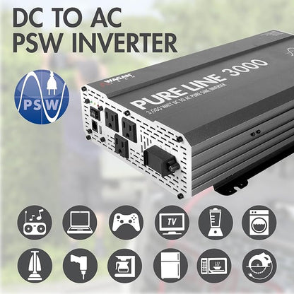Wagan EL3810 Pure Line 3000 watt Power Inverter 6000 Watt Peak Surge Power DC - Image 3