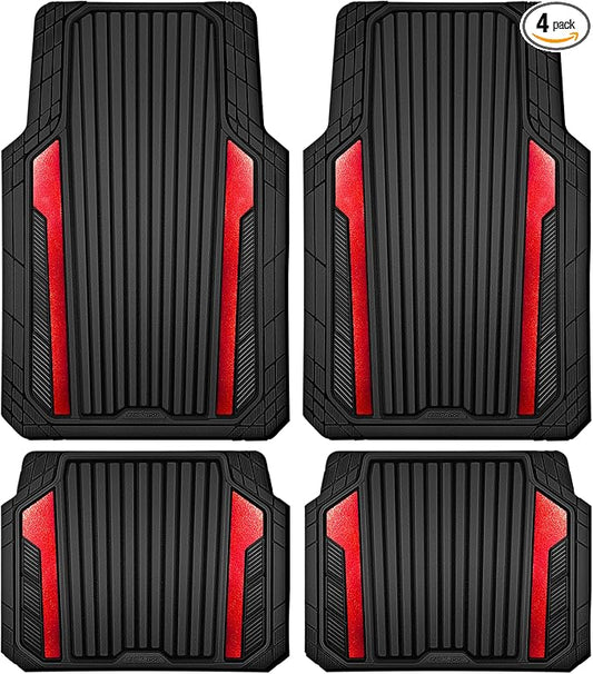 CAR PASS Heavy Duty Rubber Car Mats Metallic, Aluminum Film All Weather Floor by CARPASS