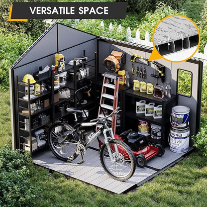 8 x 8 FT Resin Tool Shed, All-Weather Outdoor Storage Shed - Image 4