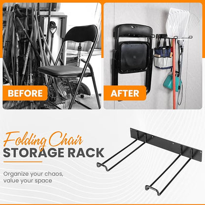 Heavy Duty Folding Chair & Tool Rack – Wall Mount Organizer - Image 2