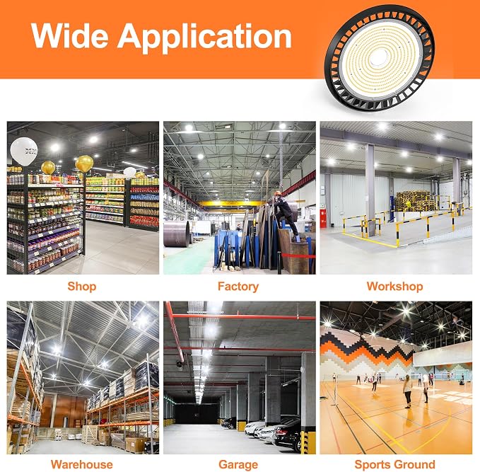 LED High Bay Lights, 150W UFO High Bay LED Shop Lights, 22500LM Adjustable CCT - Image 9