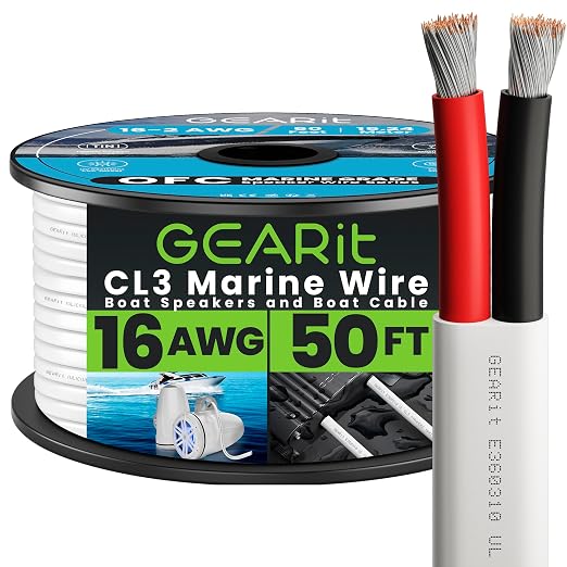 GEARit Speaker Wire 16 Gauge, Duplex 2-Conductor, Speaker Wires by GEARit