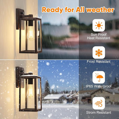 PARTPHONER Dusk to Dawn Porch Light Fixtures, Sensor Wall Lantern, Waterproof - Image 3