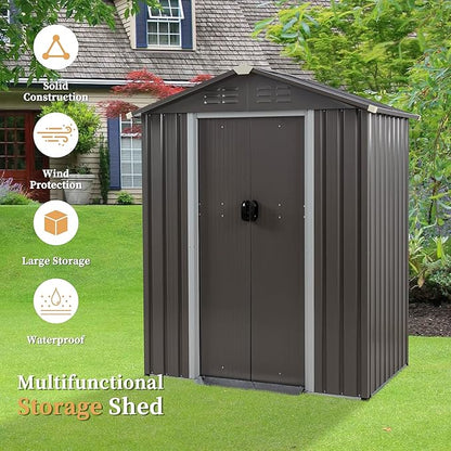 Vongrasig 5 x 3 x 6 FT Outdoor Storage Shed, Metal Tool Shed Clearance Garden - Image 6