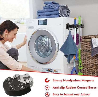 MUTUACTOR Heavy Duty Magnetic Broom Holder, Anti-slip Black Magnetic Tool - Image 4