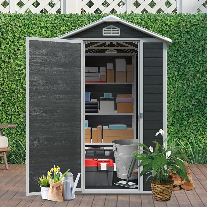 4x6 FT Outdoor Storage Shed, Resin Garden Shed - Image 2