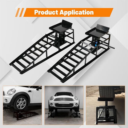 2 Pack Hydraulic Car Ramps 10, 000lbs/5T Capacity Low Profile Car Lift Service - Image 4