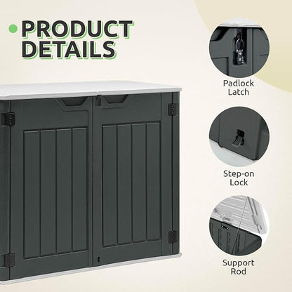 GOOBED 4.5x4ft Outdoor Horizontal Resin Storage Shed, 47 cuft Large Waterproof - Image 6