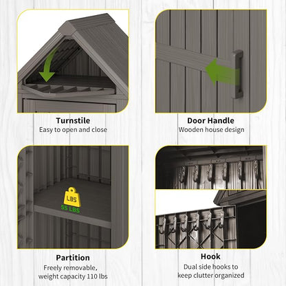 Shed Outdoor Storage Shed with Sloping Roof and Lockable Door, Resin Outdoor - Image 7