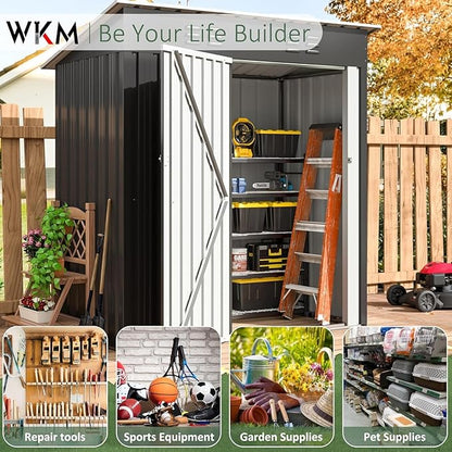 WKM 5X3 FT Outdoor Storage Shed, Utility Metal Tool Storage - Image 5