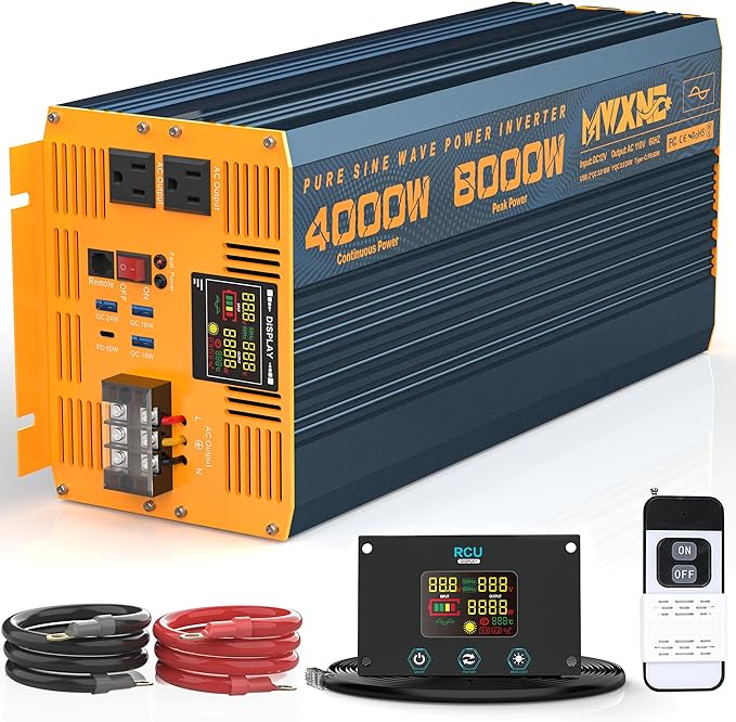 4000W Pure Sine Wave Power Inverter DC 12V to AC 110V 120V by MWXNE