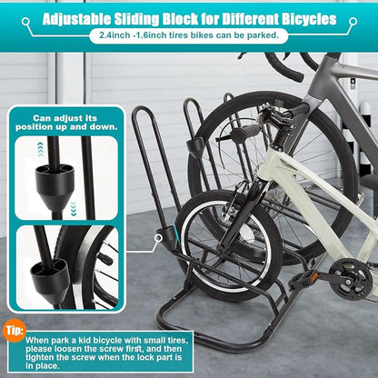 Floor Bike Rack for 4 Bikes, Bike Stand Anti-Collision Protects Disc Brake & - Image 3