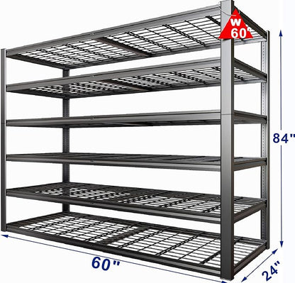 60" Wide Heavy Duty Garage Shelving Adjustable 6 Tier Garage Storage Shelves - Image 2