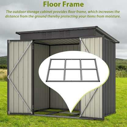 Outdoor Storage Shed, 6 X 4ft Metal Galvanized Steel Garden Shed - Image 3