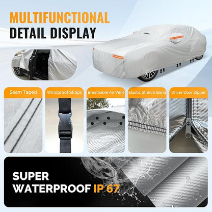 30 Layers Car Cover for Automobiles All Weather Waterproof, Outdoor Snowproof - Image 5