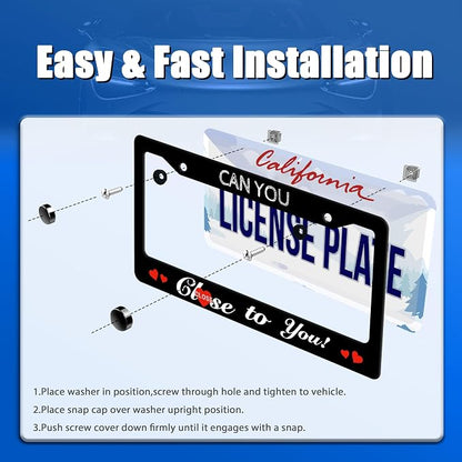 Funny License Plate Frame Can You Close to You License Plate Stainless Steel - Image 3