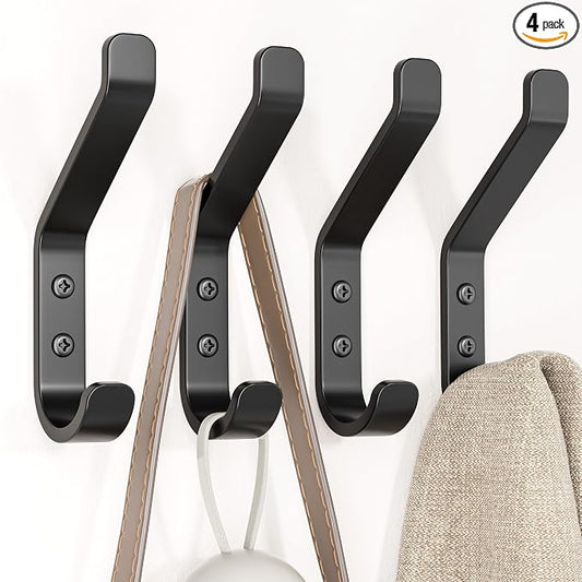 Coat Hooks Wall Mount for Hanging: 20LB Sturdy Hanger for Backpack, for Closet by susswiff