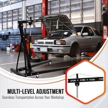 2 Ton Engine Hoist, Hydraulic Cherry Picker Engine Hoist Lift, 4400LBS Heavy - Image 5