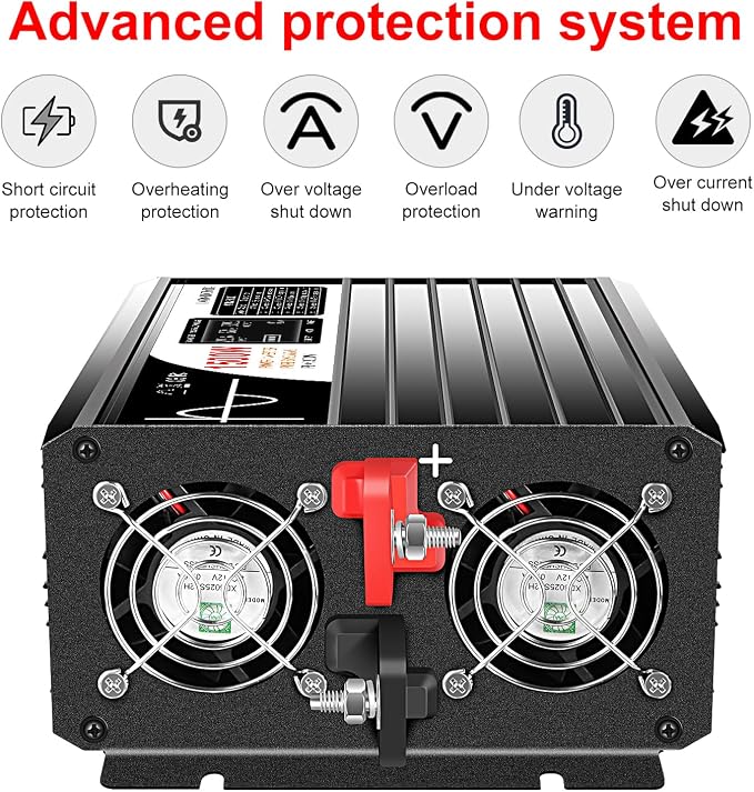 Xijia 1500W Pure Sine Wave Solar Power DC 12V Inverter AC 120V 60HZ Solar - Image 5