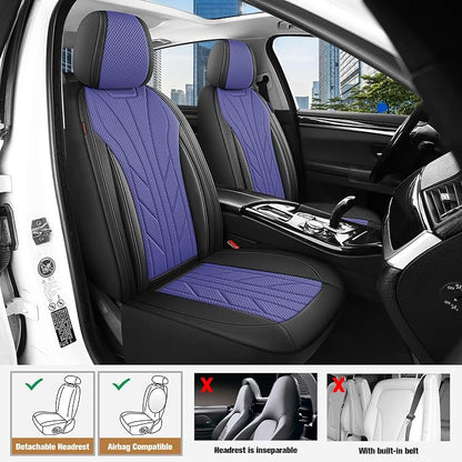 CAROMOP Luxury Faux Leather&Fabric Car Seat Covers Full Set - Image 2
