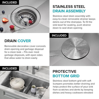 KRAUS Kore Workstation 30-inch Undermount 16 Gauge Stainless Steel Kitchen Sink - Image 6