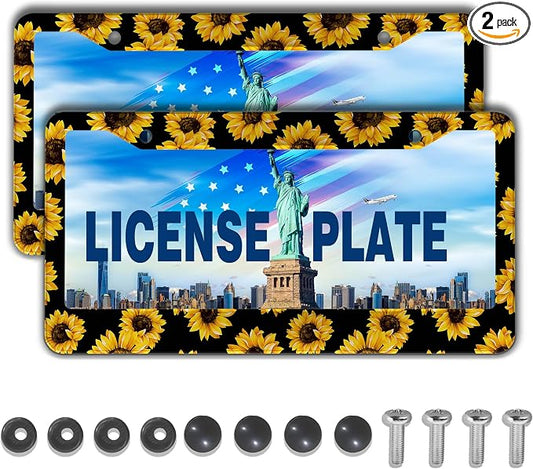 License Plate Frames Black Yellow Fun License Plate Frame Cover Aloha Hawaii by Unknown