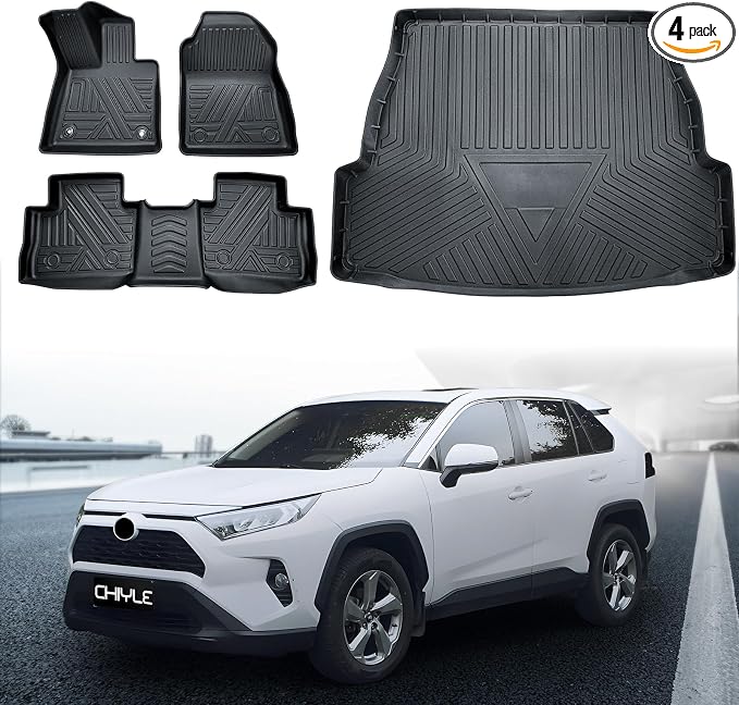 Full Set Floor Mats Custom Fit for 2019-2025 Toyota Rav4 All Weather Floor Mats by CHIYLE